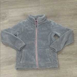 Columbia Light Gray Fleece Jacket with Pink Zipper